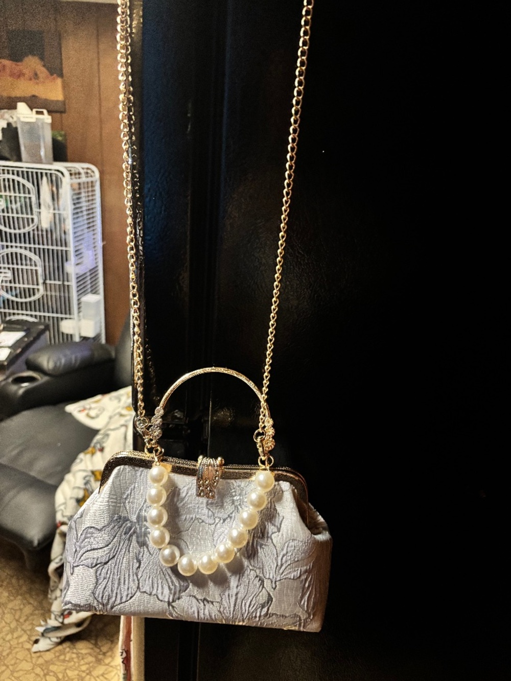 Beautiful brand new purse with removable hardware color is a light purple